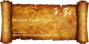 Hicke Zsófia névjegykártya